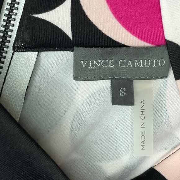 Vince Camuto Mod Retro Dots Sleeveless Sheath Dress Black Pink Size Small - Picture 3 of 9